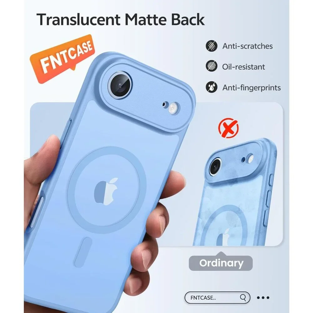 iPhone Air Case Magnetic Full Covered Camera Screen Protector Shockproof Blue